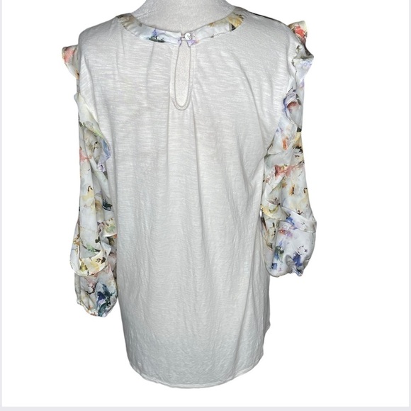 Anthropologie Dolan Floral Long Ruffle Sleeve Blouse Size Medium - Picture 5 of 15